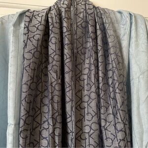 Calvin Klein Gray and Light Blue Monogram Pashmina Scarf